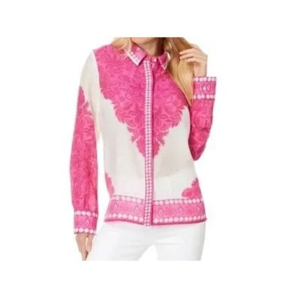 Lilly Pulitzer Kiran Women’s Long Sleeve Button Down Top Shirt Size XL